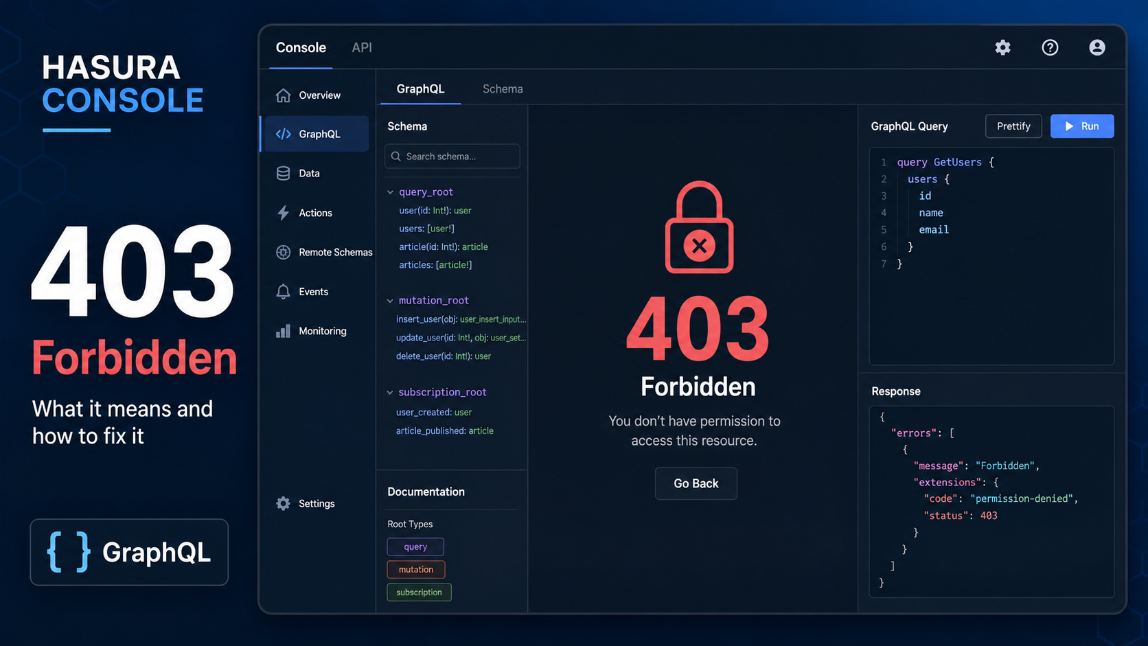 Hasura Console の Data タブで 403 Forbidden 発生