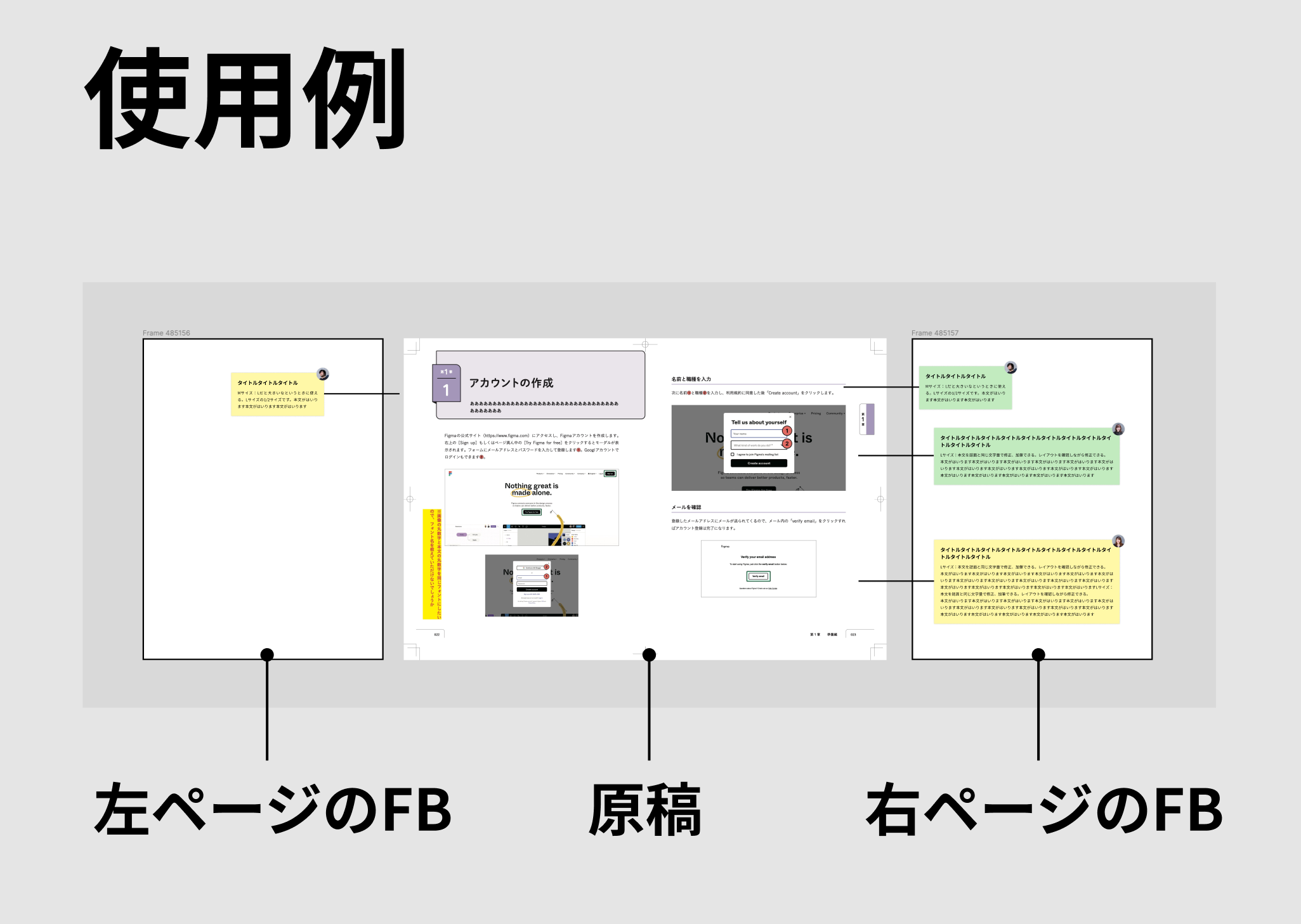 Figma上の修正指示用コンポーネントの使用例