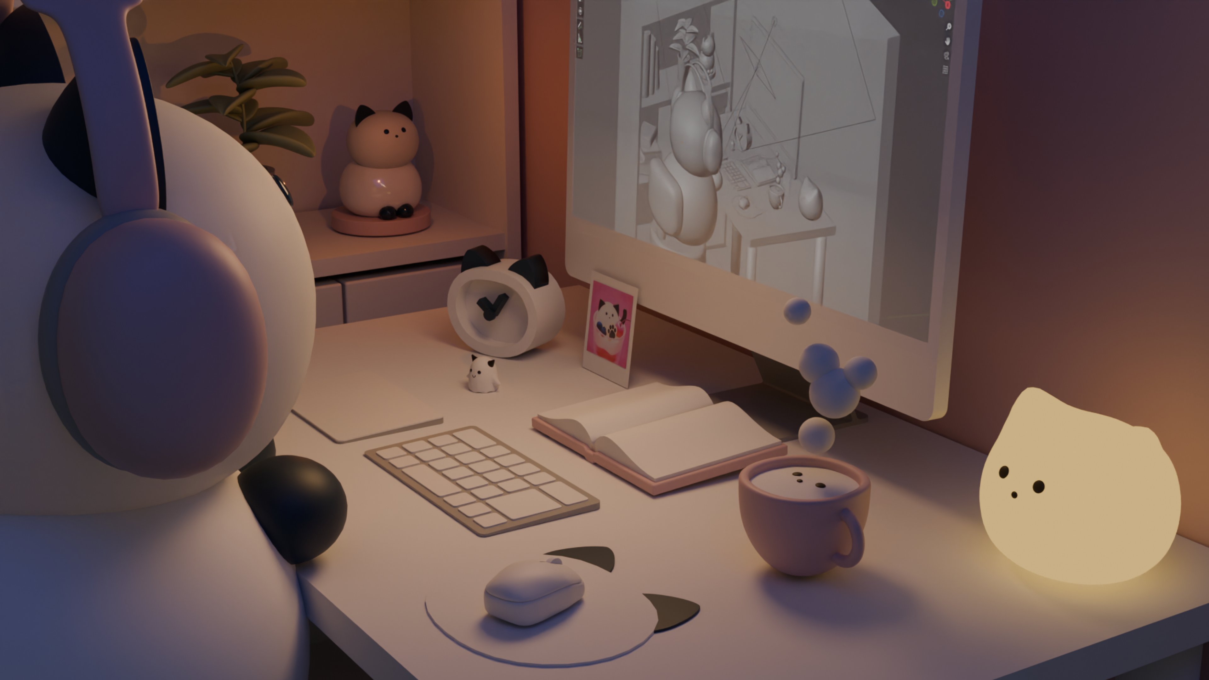 箱猫ちゃん、3DCG勉強中...?
