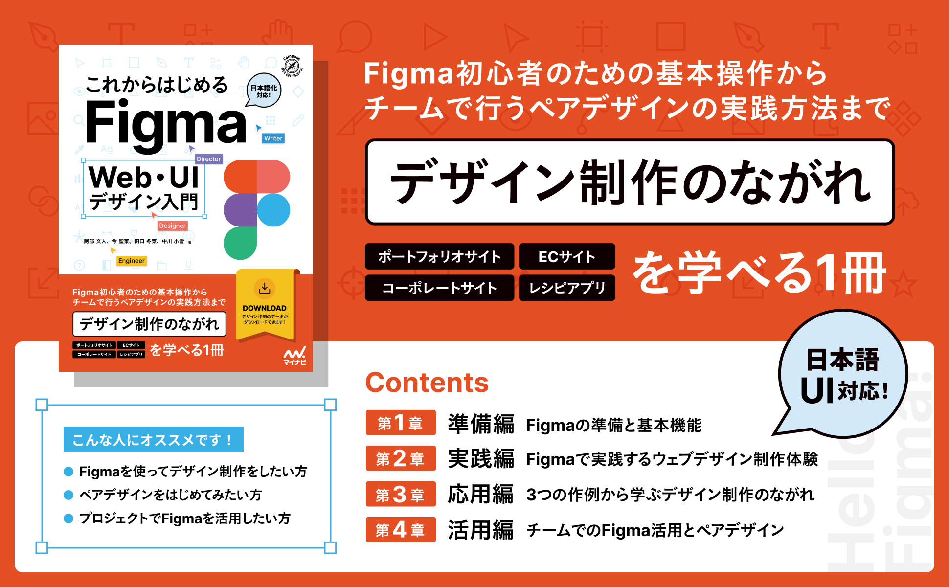 書籍「これからはじめるFigma Web・UIデザイン入門」内容についてまとめた画像。