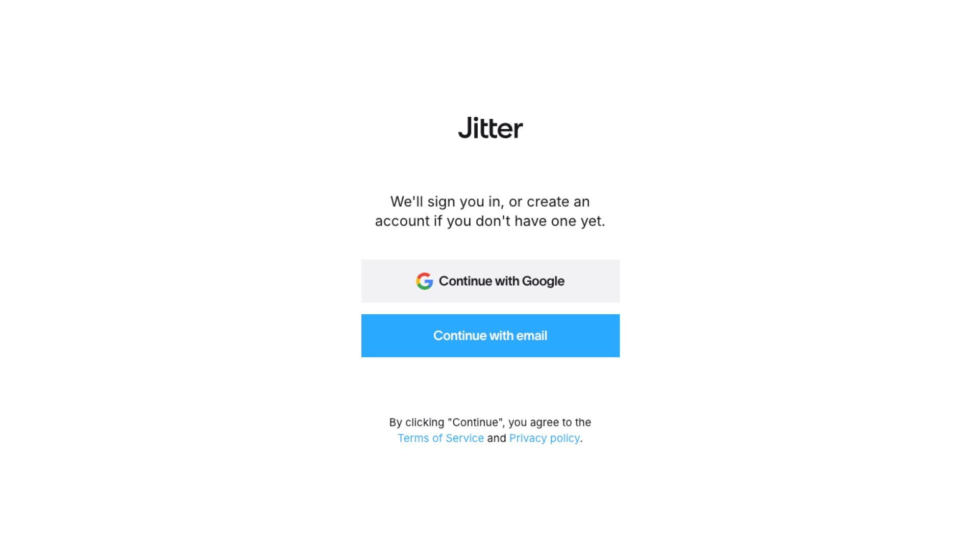 Jitterの会員登録画面