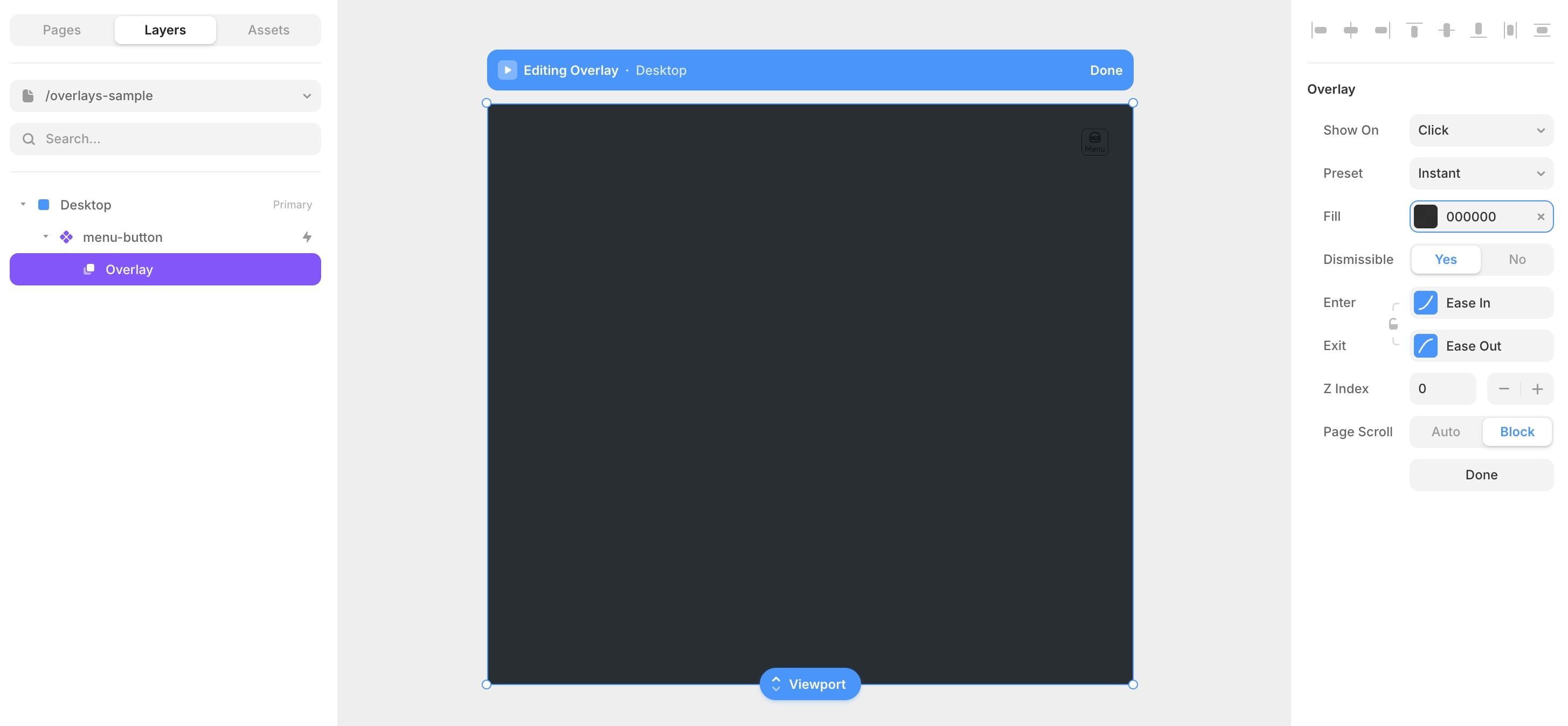 右サイドバーにあるOverlaysをクリックした後の、ダッシュボードの変化が示されている。