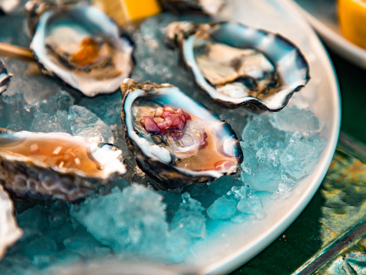 氷の上に盛られた生牡蠣 — 牡蠣は亜鉛を最も多く含む食材のひとつ