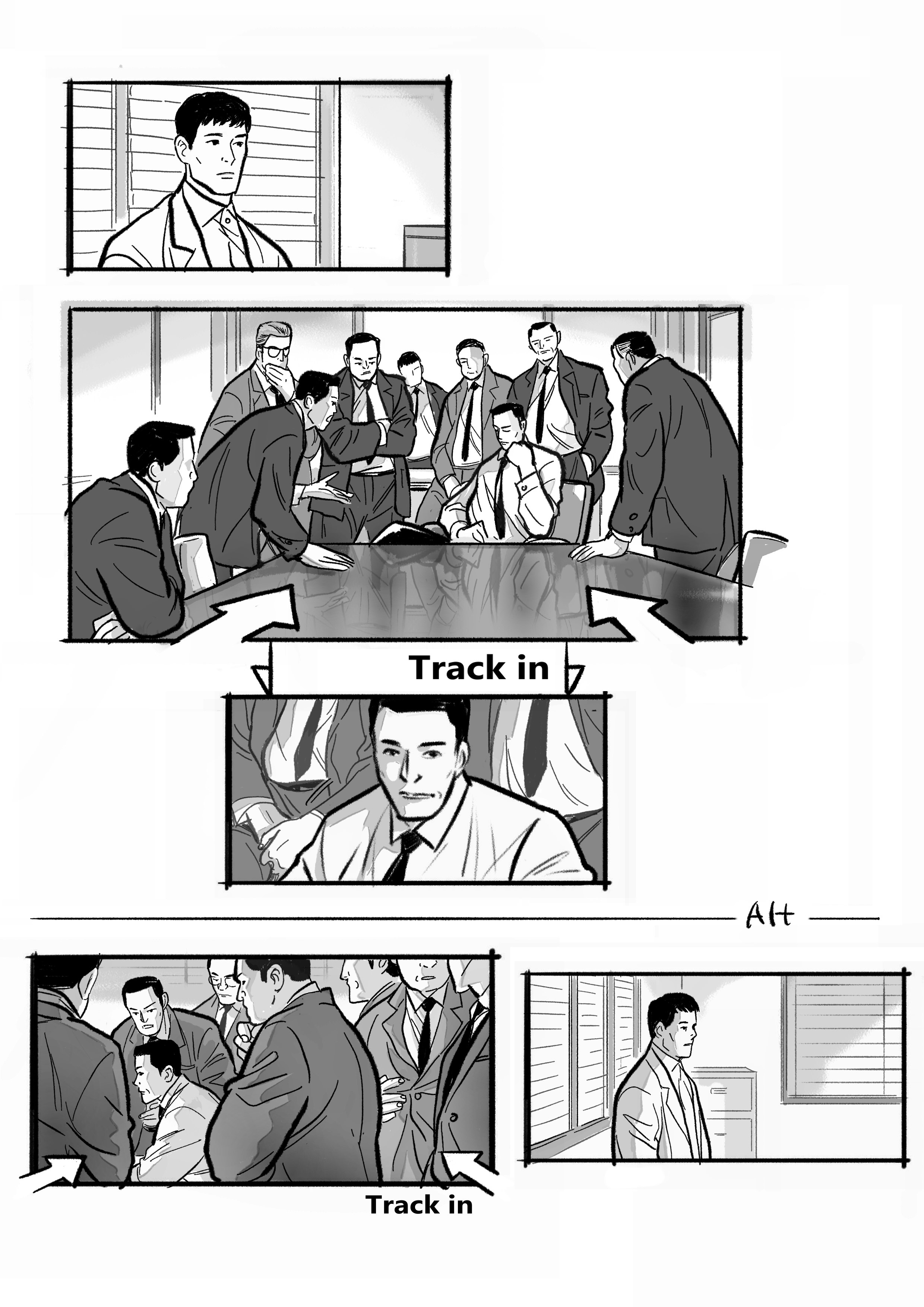 藤本信介さんが参加した「キングメーカー　大統領を作った男」の絵コンテ