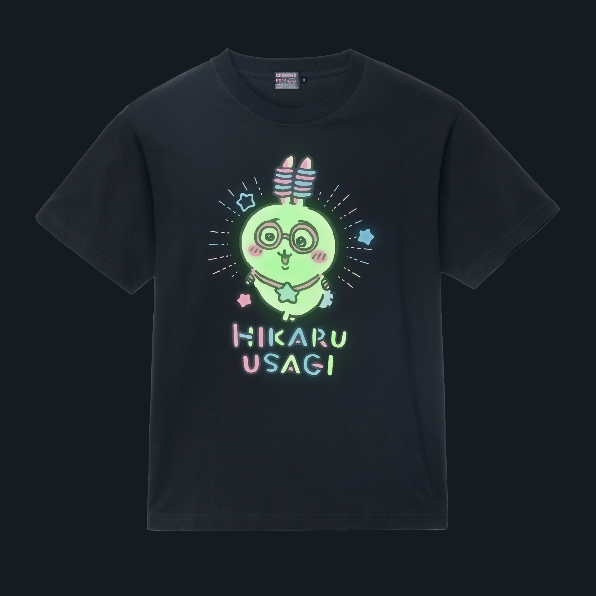 ちいかわパーク 蓄光Tシャツ 光るうさぎ ブラック | ちいかわパーク