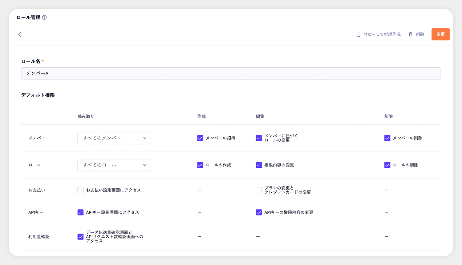 ロール管理画面（スクリーンショット）