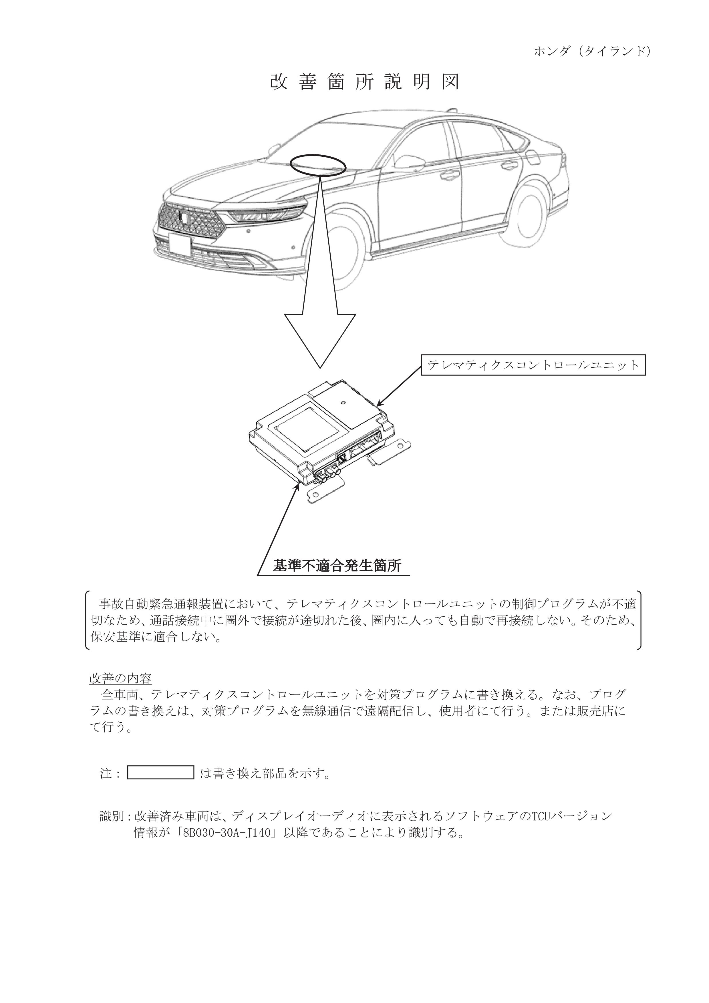 ホンダ、アコード 3,092台 リコール テレマティクスコントロール
