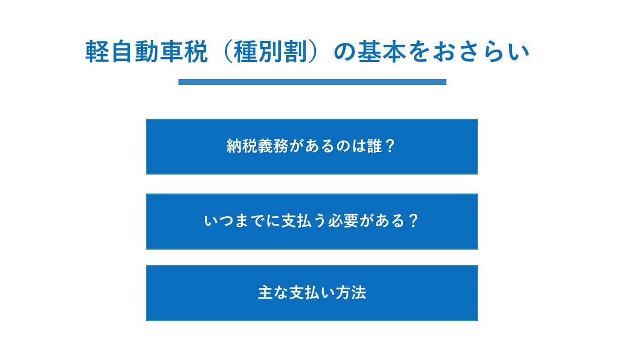 軽自動車税（種別割）の基本をおさらい