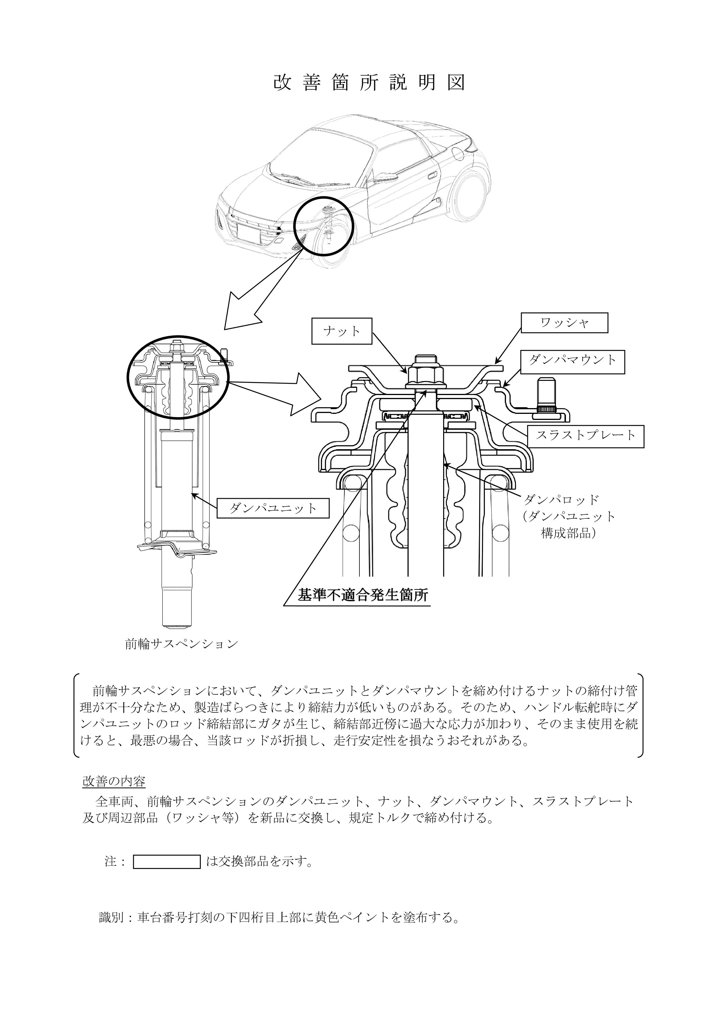 ホンダ、S660 33,696台 リコール 前輪サスペンションのダンパユニット