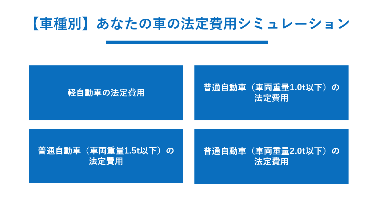 車種別 あなたの車の法定費用シミュレーション