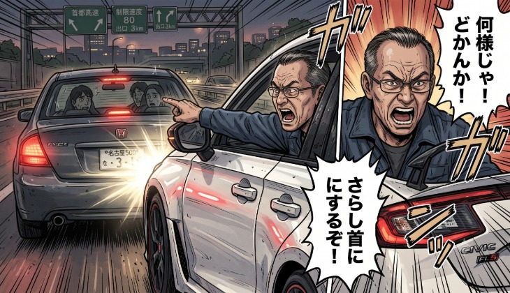 シビックタイプRで幅寄せや急停止など「あおり運転」の疑いの画像