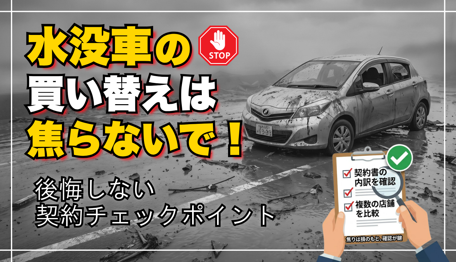 水没車の買い替えは焦らないで
後悔しない契約チェックポイント