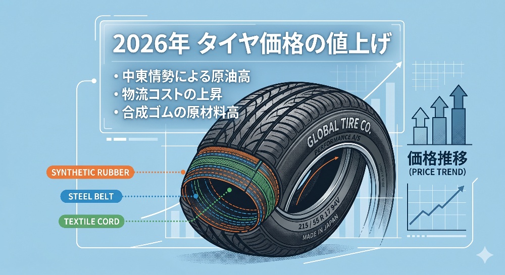 中東情勢の緊迫化に伴う2026年のタイヤ値上げ！ 値上げ実施1ヶ月前から