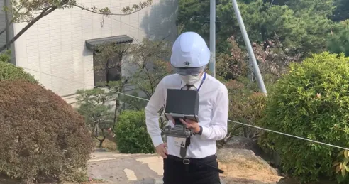 ICTキャラバン隊の操作によるドローンの航空写真