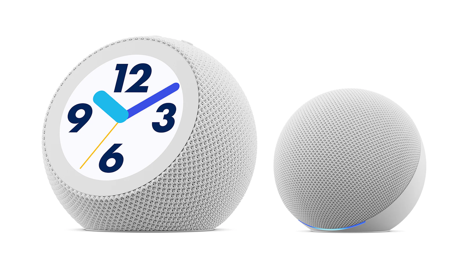 Alexa+向けに設計されたEcho Time（左）とEcho Dot（右）のAmazon公式製品画像。