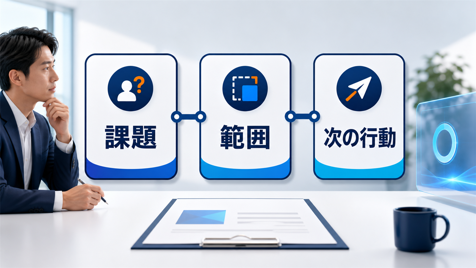 AIで提案書を作る前に課題・範囲・次の行動を整理する担当者