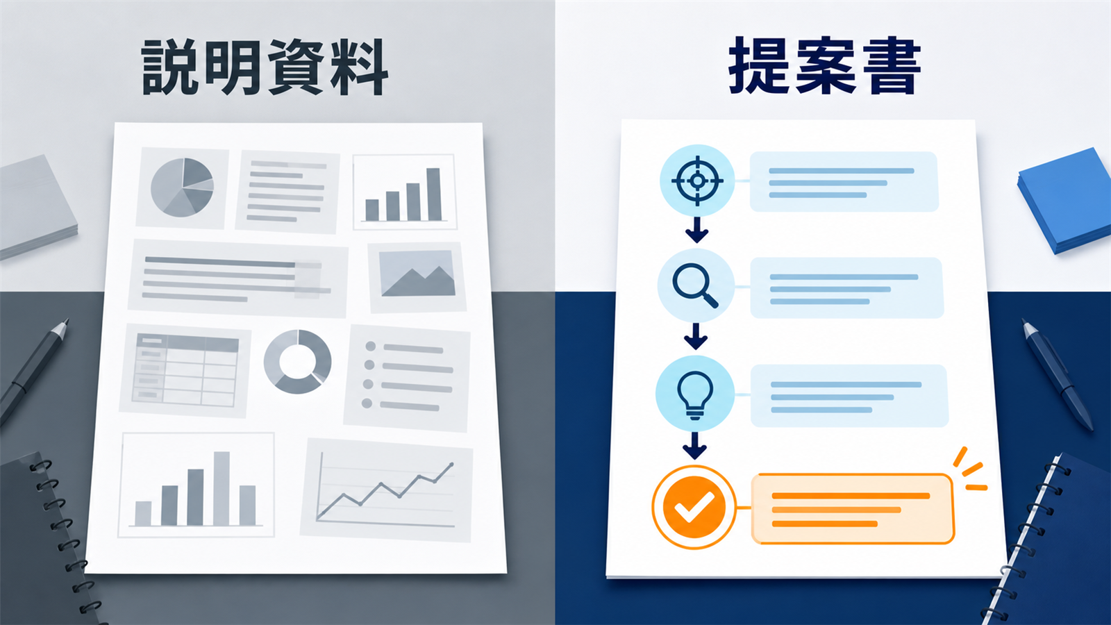 情報を並べた説明資料と意思決定につながる提案書の違い