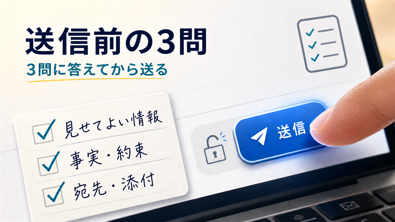 送信前に情報・事実と約束・宛先と添付の3項目を確認するチェックシート