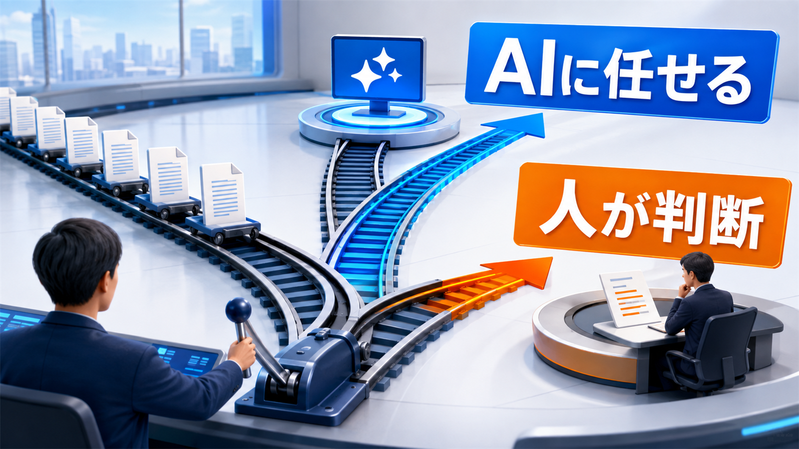 AIへ任せる業務と人が判断する業務を分岐させる操作卓