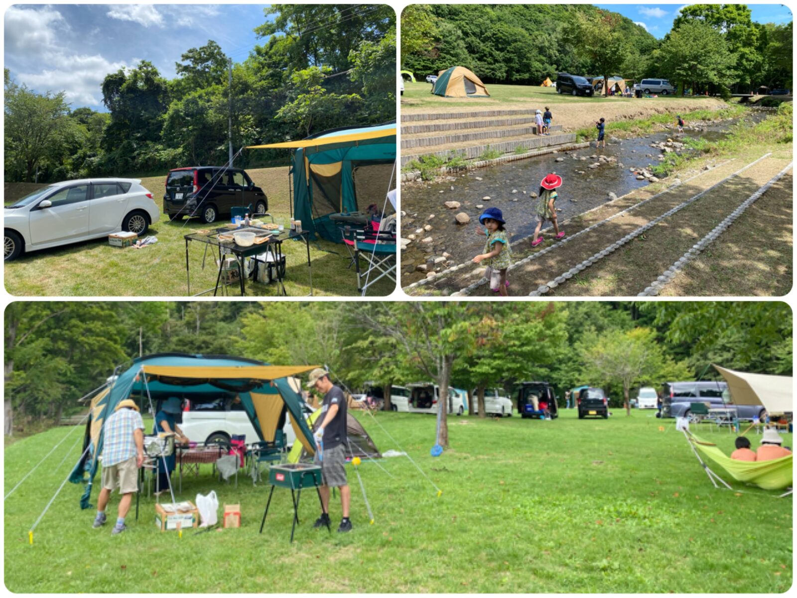厚田公園キャンプ場　キャンプサイト　川遊び