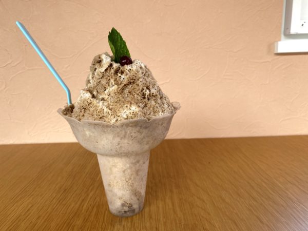 押谷ファームカフェ　かき氷　コーヒー