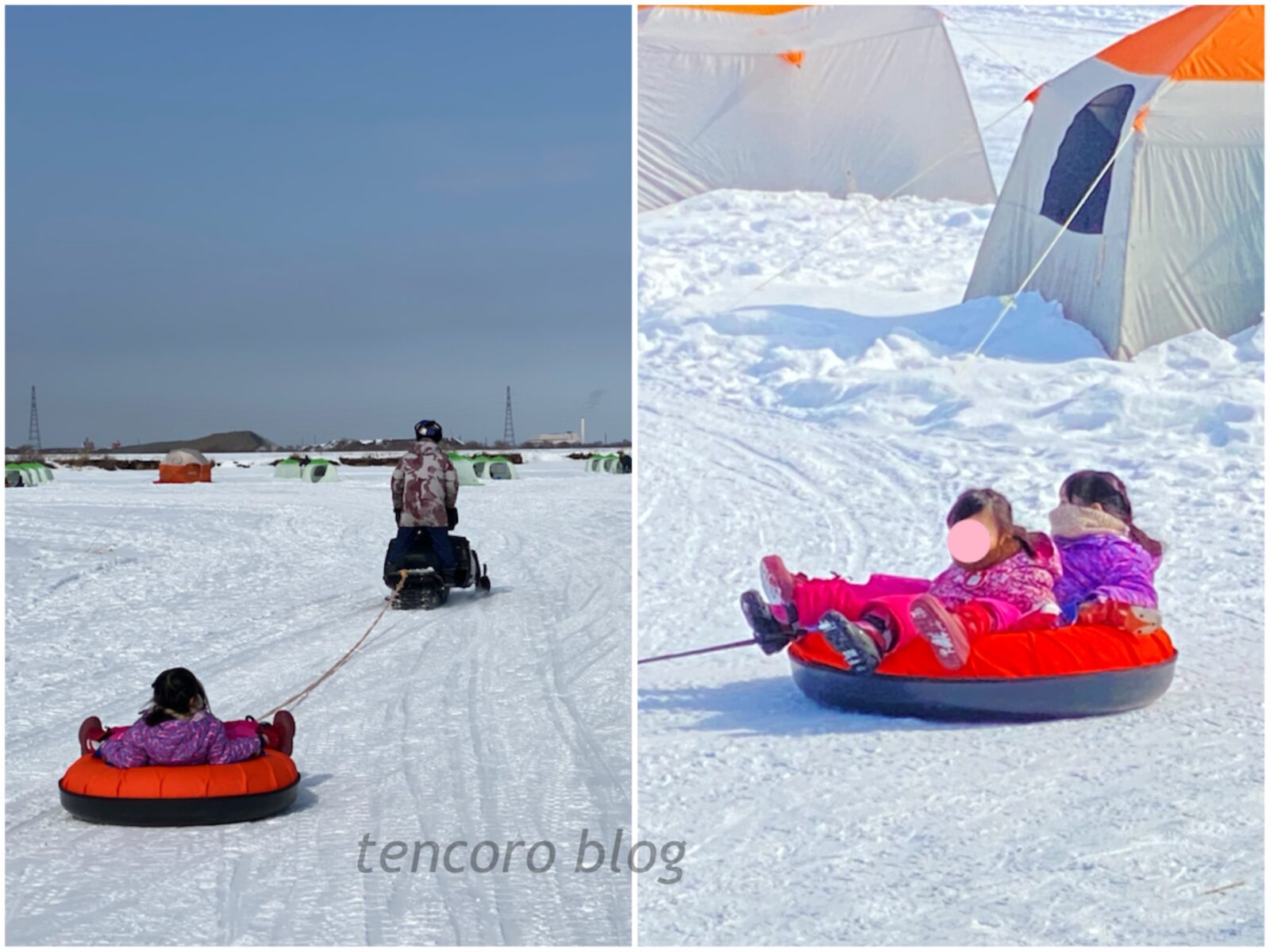 苫小牧　ワカサギ釣り　スノーモービル　アクティビティ　子ども　雪遊び