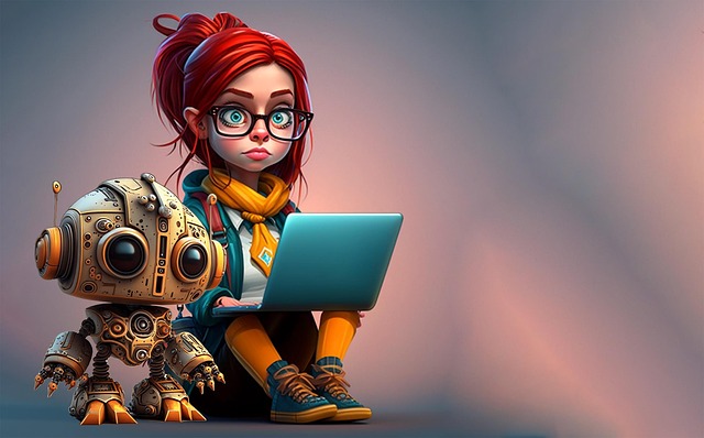 生成されたai, 女性, ラップトップ, ロボット, 将来, チャットポイント, 3 d, モダン, テクノロジー, ボット, コンピュータ ・ サイエンス, 地球外, ファンタジー, コミュニケーション, チャットする, 人工知能