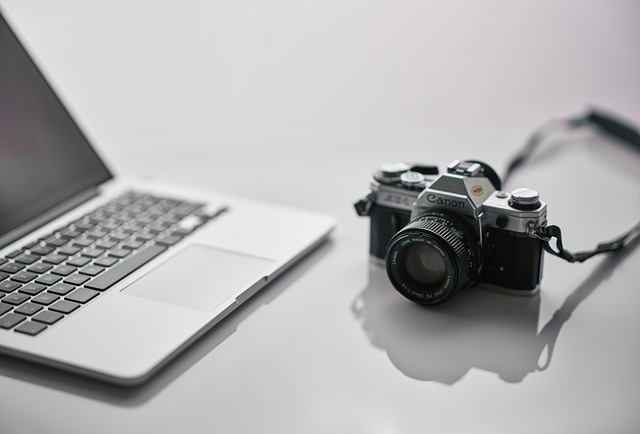 ラップトップ, カメラ, テクノロジー, コンピューター, キーボード, オフィス, 仕事, 写真撮影, 反射, カメラ, カメラ, カメラ, カメラ, カメラ
