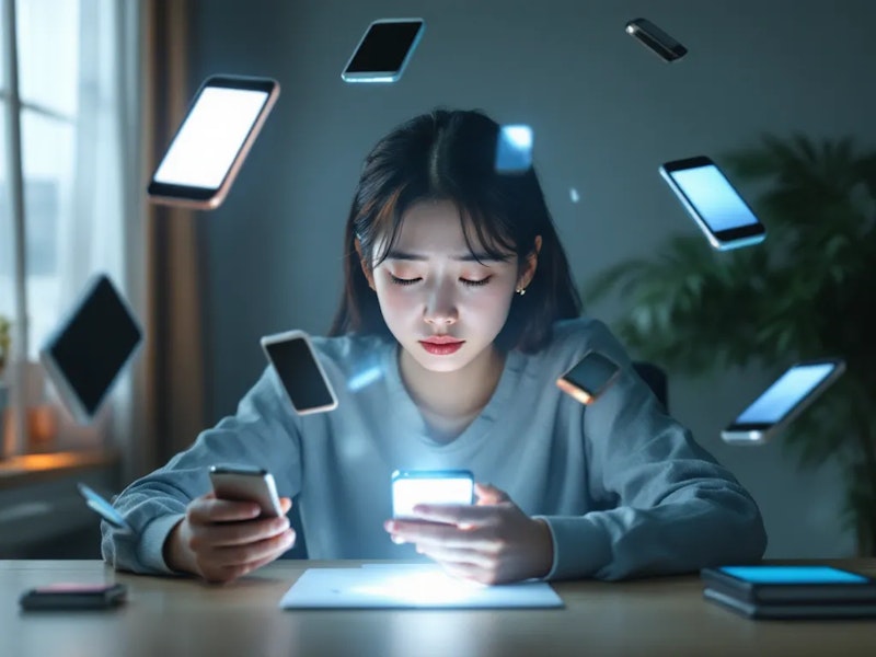 スマートフォンから集中力が奪われる様子