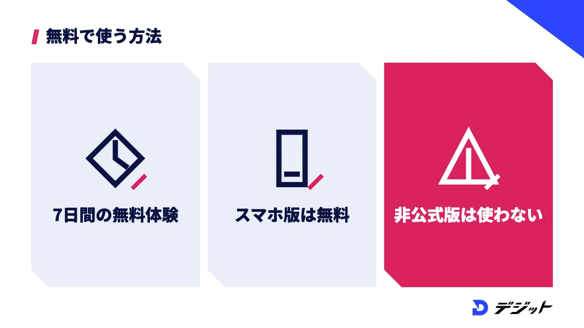 プレミアプロを無料で使う方法は7日間の無料体験とスマホ版Adobe Premiere。非公式の無料版は使わない