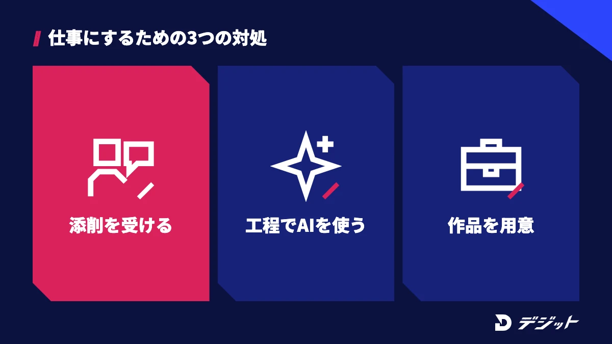 Filmoraで動画編集を仕事にするには、完成動画の添削を受ける、工程ごとにAI機能を使う、案件に合わせた作品を用意する