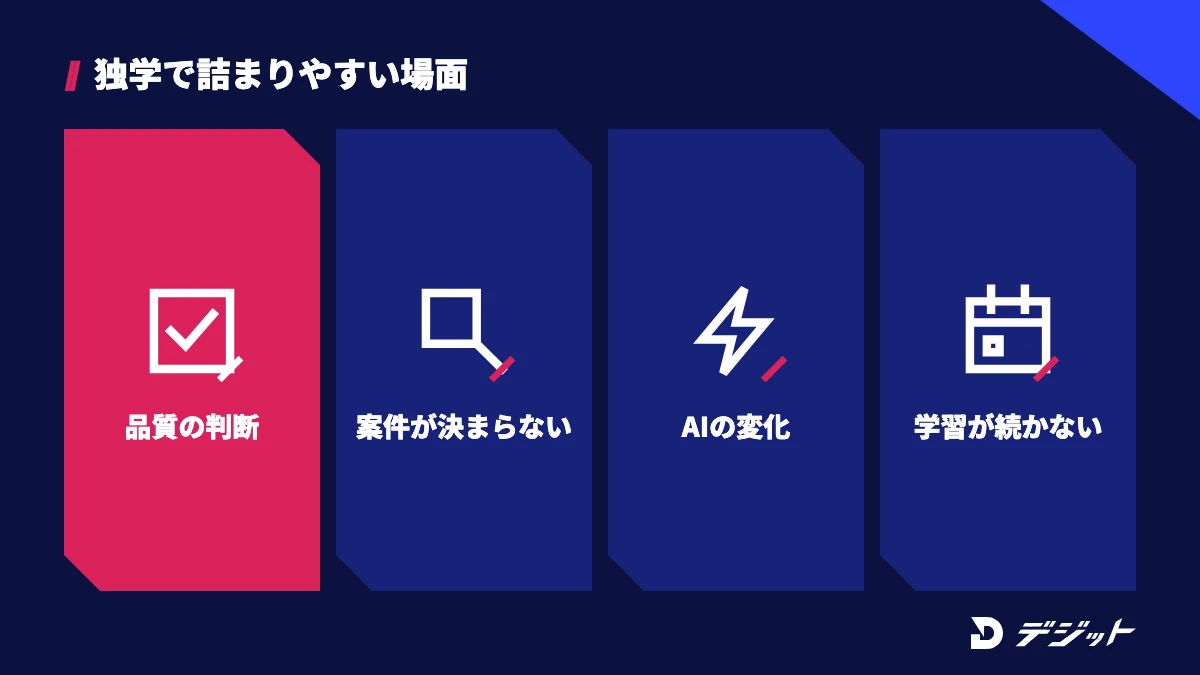 動画編集を独学で仕事にするときに詰まりやすいのは、品質の判断・案件獲得・AIツールの変化・学習の継続