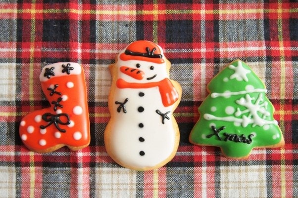 Festive decorated cookies.
