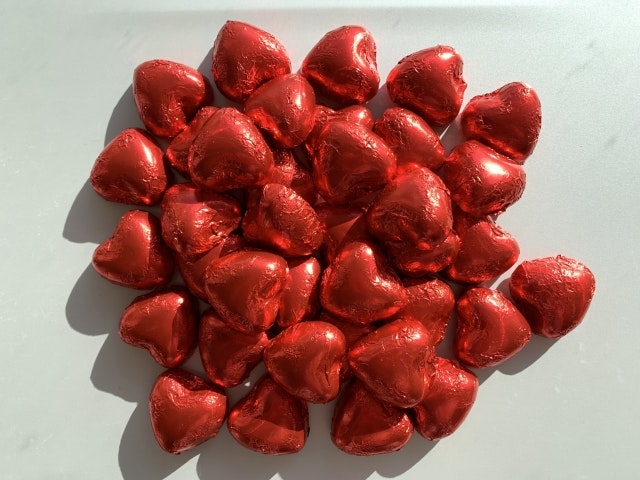 Heart-shaped chocolates.