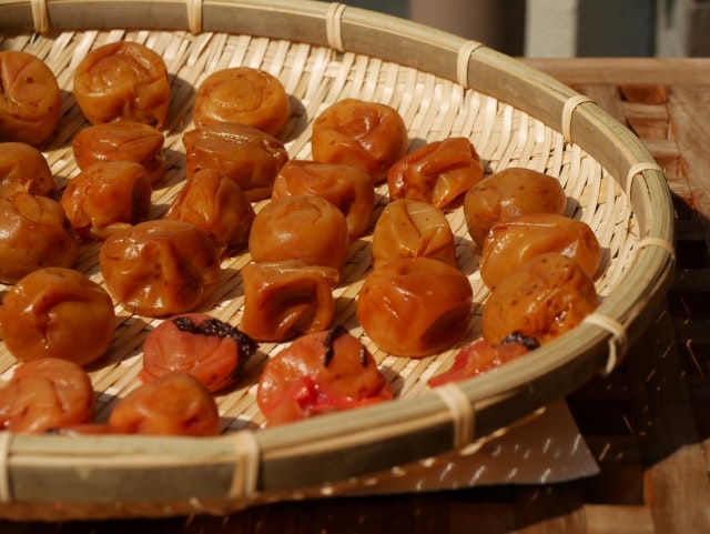 Umeboshi drying in the sun