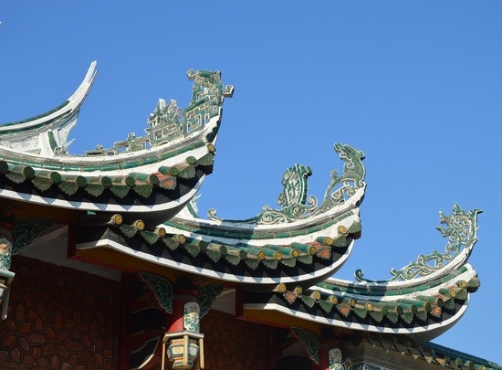 Elaborate roof tiles of a temple.