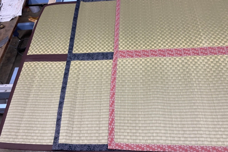 水損部分をカットした畳表を再生