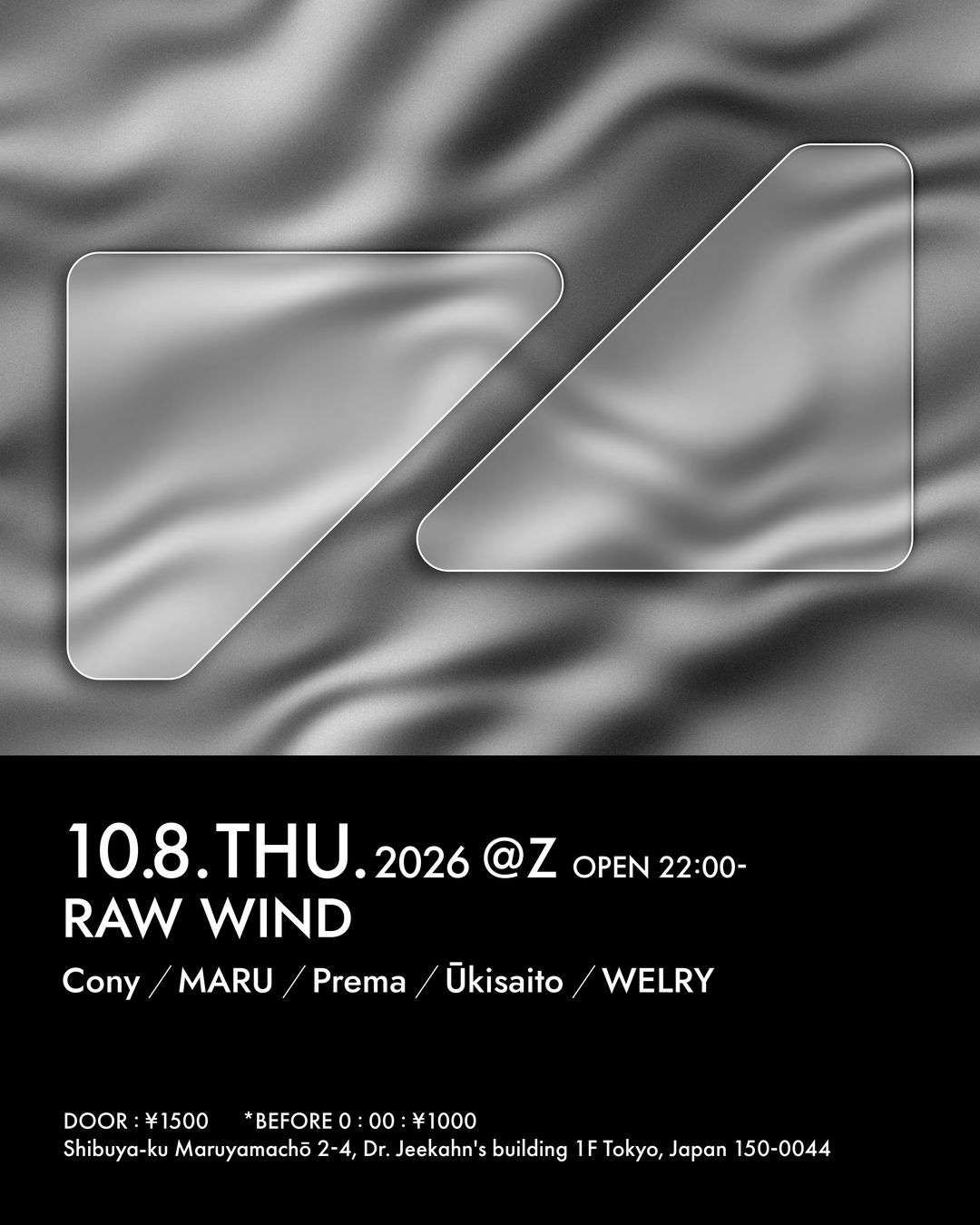 Flyer for RAW WIND at Z Maruyama