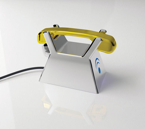 ミニチュアサイズの電話機？実はBluetoothヘッドセットなんです。