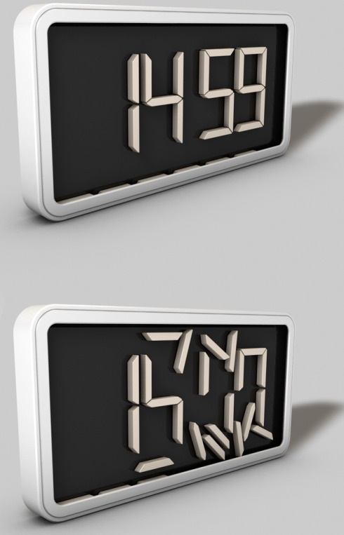 数字を分解・再構成させながら時間を表示する不思議なデジタル時計【SWITCHITAL】