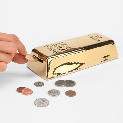 お金が貯まりそうな「金の延べ棒」貯金箱【Ceramic Gold Bar Coin Bank】
