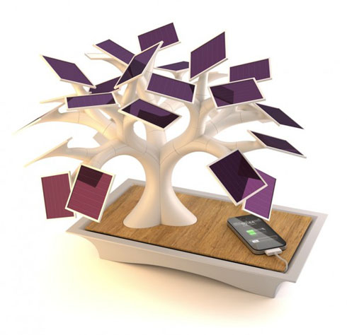 「ソーラーパネルの木」が付いた充電ステーション【Electree】