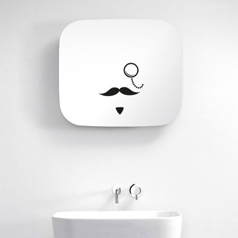 ダンディな紳士に変身できる鏡用ステッカー【Moustache Mirror】