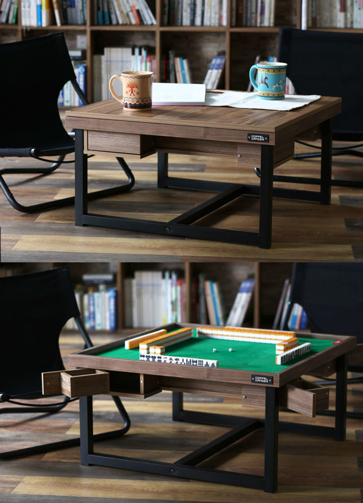 天板に麻雀卓がこっそり隠せるテーブル【シークレット麻雀卓】
