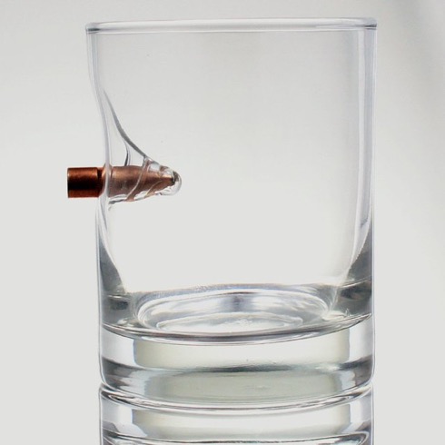 弾丸がめり込んだロックグラス【Bulletproof Rocks Glass】