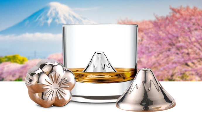 グラス映え。富士山や桜のステンレス氷【Fuji Sakura ステンレス製アイスキューブ】