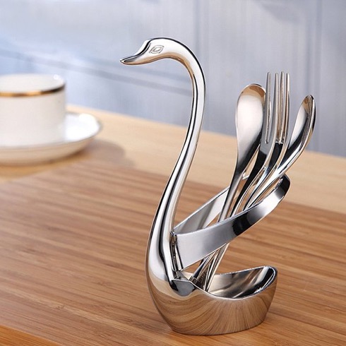 美しい白鳥のカトラリーホルダー【Swan Cutlery Holder】