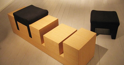 クッションが取り外せてスツールになるベンチ【2 Stools】