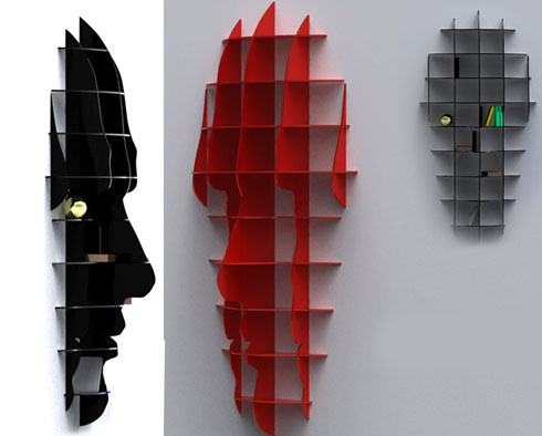 横から見ると「人の顔」になる収納【Head shelf】