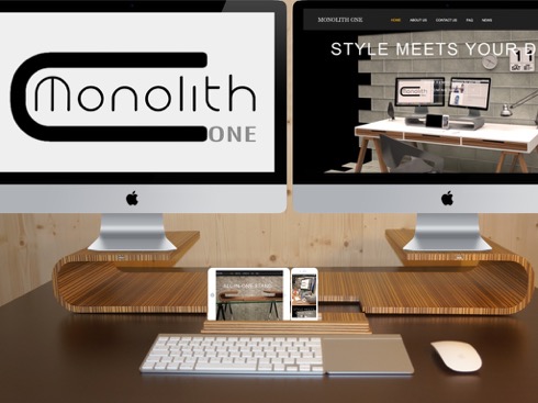 Mac・iPhone・iPadをスマートに整理できるウッドスタンド【Monolith One】